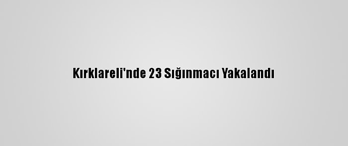 Kırklareli'nde 23 Sığınmacı Yakalandı