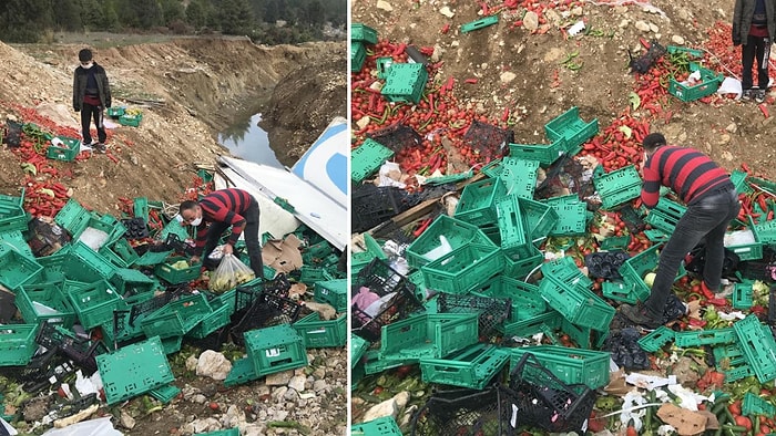 TIR Devrildi Şoförü Hayatını Kaybetti, Vatandaşlar Sebze ve Meyveleri Kasa Kasa Araçlarına Götürdüler