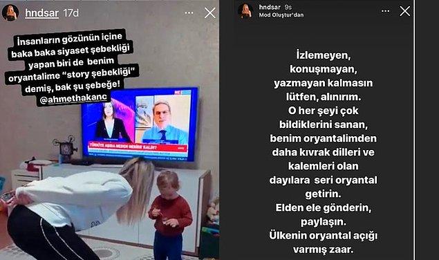 Hande Sarıoğlu, Instagram story'den Ahmet Hakan'a şöyle cevap verdi;