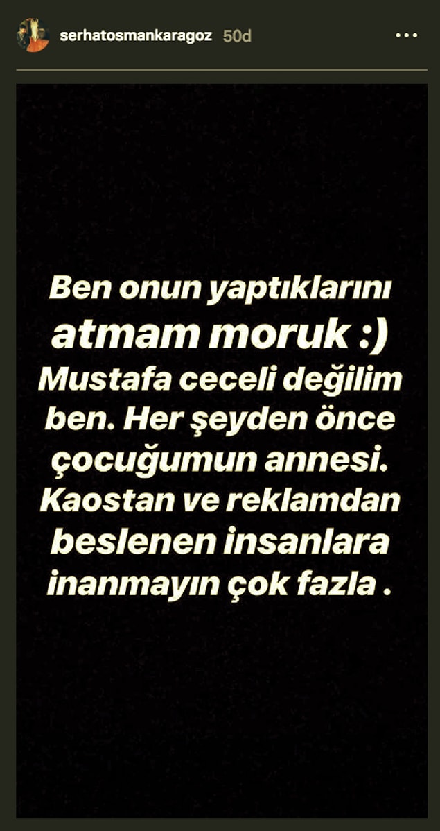 Eşi Serhat Osman Karagöz ise Pucca'nın yazdıklarına bu şekilde cevap vermişti: