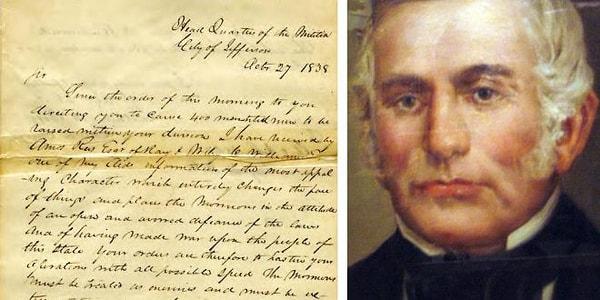 2. 1838'de Missouri Valisi Lilburn Boggs, tüm Mormonların eyaleti terk etmelerini veya öldürülmelerini emreden Missouri İdari Emri 44'ü yayınlamıştı.