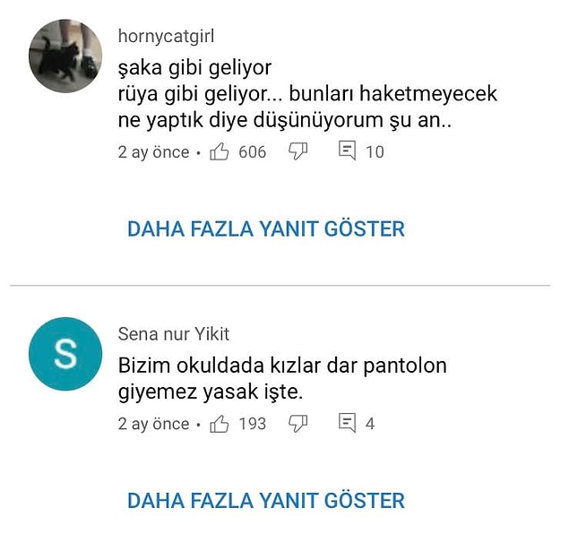 Çoğunlukla kendi yaş grubu ve daha küçüklerin takip ettiği YouTuber'a yakınan yorumların sayısı çok fazlaydı.