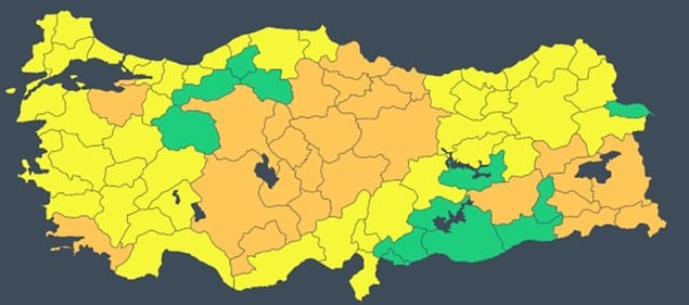 Sarı ve turuncu kodlu uyarı