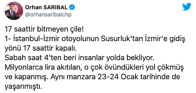 "17 saattir bitmeyen çile"