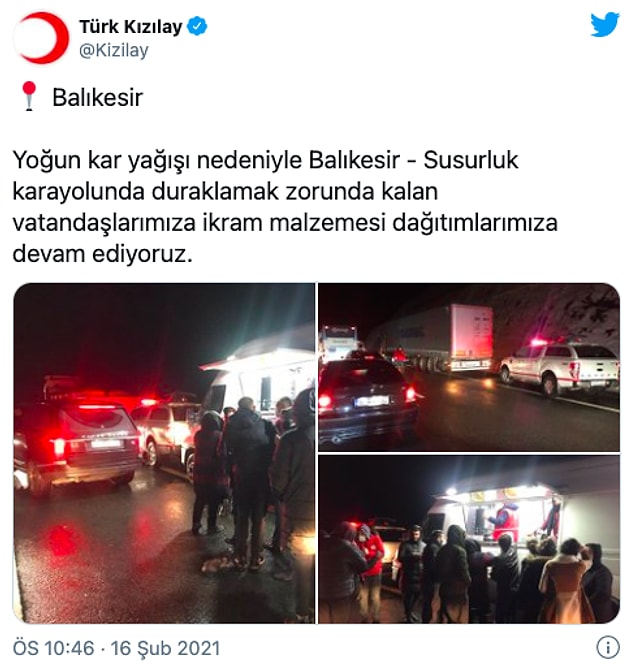 Mahsur kalan vatandaşlar için daha sonra Kızılay yardıma geldi