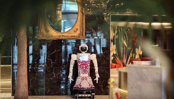 5. Лекси, Мика и Ариэль занимаются обслуживанием номеров, предоставляют туристическую информацию и могут перетащить до 300 кг багажа из вестибюля с мраморным полом в номера отеля.