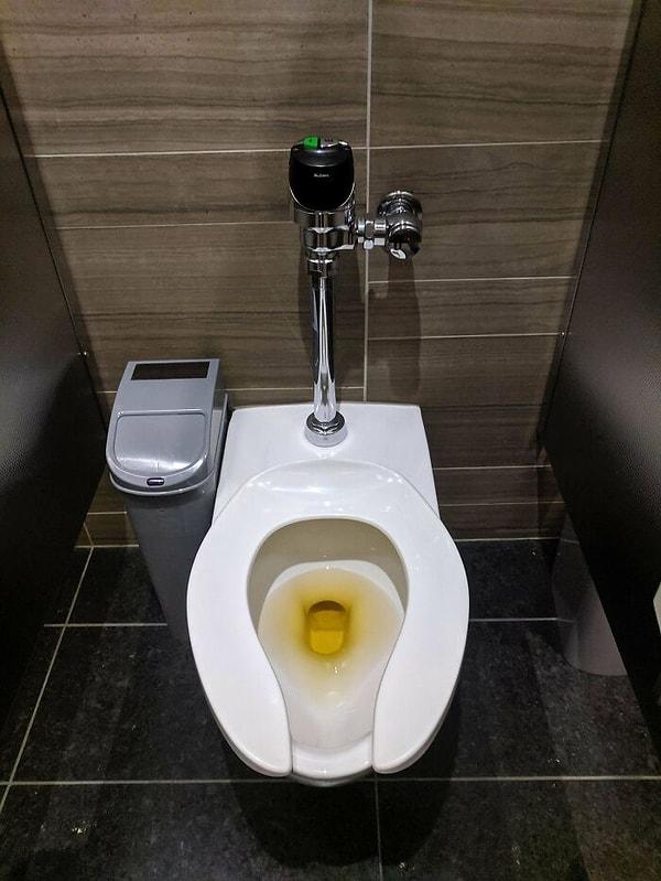 8. "Ofisimdeki temizlik görevlileri tuvaletleri sterilize etmek için sarı bir ürün kullanıyorlar. Sanki tuvaletten çıkan kişi sifonu çekmeyi unutmuş gibi görünüyor."