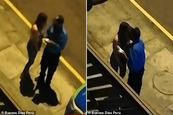 Görüntülerde kadına ceza yazmak üzere olan polis, bir süre karşılıklı konuşmanın ardından o kadınla öpüşürken görülüyor. Bu görüntü ise sosyal medyada 'Dudaktan öpme cezası' olarak yorumlandı.