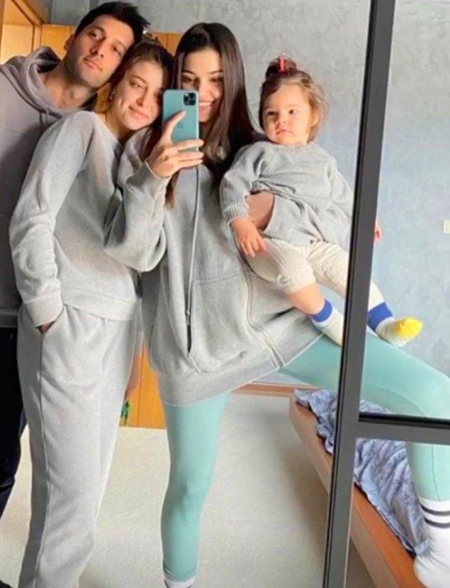 12. Ünlü oyuncu Hande Erçel'in aile fotoğrafına beğeni yağdı!