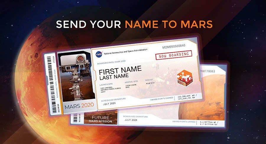 Mars name. Билет на Марс. Посадочный талон на Марс НАСА. Send your name to Mars 2020. Билет на Марс НАСА.