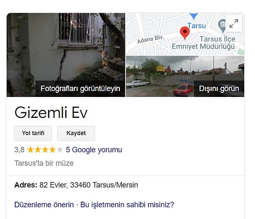 Mersin'deki 'Gizemli Ev' Google'ın Haritalar Hizmetinde İşaretlendi