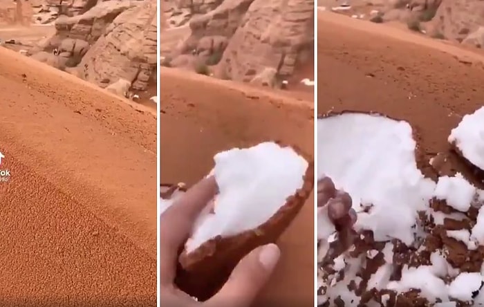 Çöle Yağan Karın Üstünü Çöl Kumlarının Kapladığı İddia Edilen Video