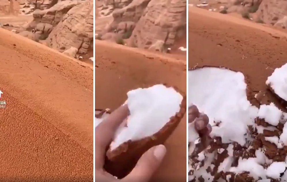 Çöle Yağan Karın Üstünü Çöl Kumlarının Kapladığı İddia Edilen Video