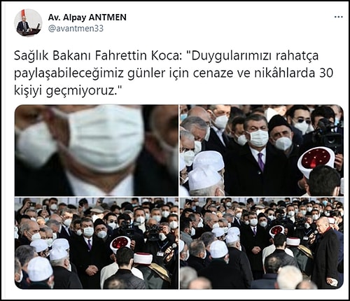 'Cenaze ve Nikâhlarda 30 Kişiyi Geçmiyoruz' Diyen Fahrettin Koca'nın Bu Fotoğrafı Olay Oldu