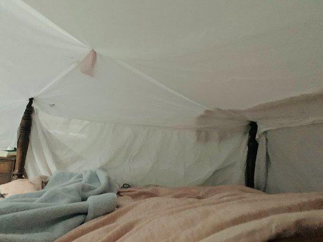 12. "Ted Cruz’un tatil planlarından ilham alarak ısınmak için yatağımın üzerine bu sevimli küçük çadırı kurdum! Aynı ev tatili gibi ama elektrik ve su olmayanı."