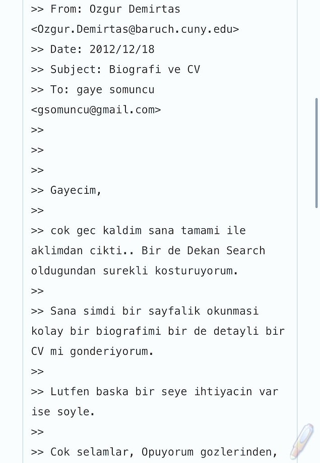 Demirtaş 2012 yılında bir arkadaşına CV'sini göndermiş...