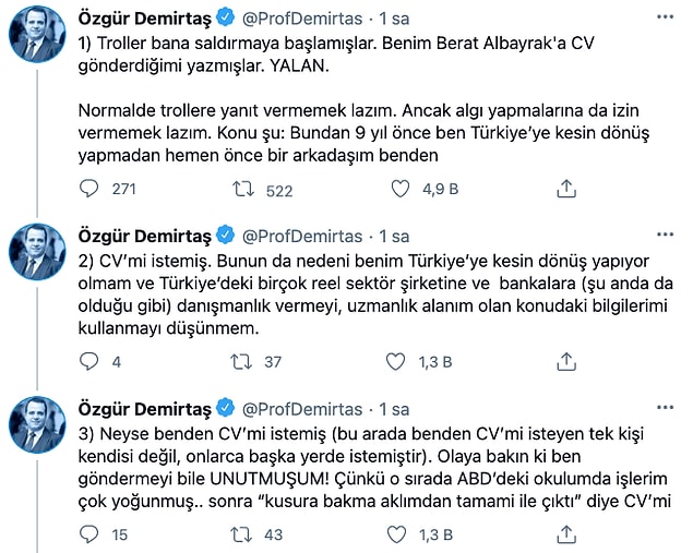 Demirtaş ise ilk başta Clubhouse'da konuşma yaptığı odada ardından Twitter hesabında sessizliğini bozdu.