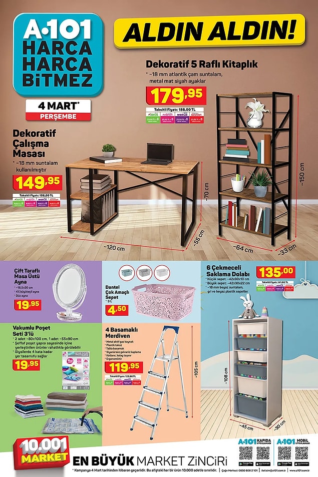 Çift taraflı masaüstü ayna 19,95 TL.