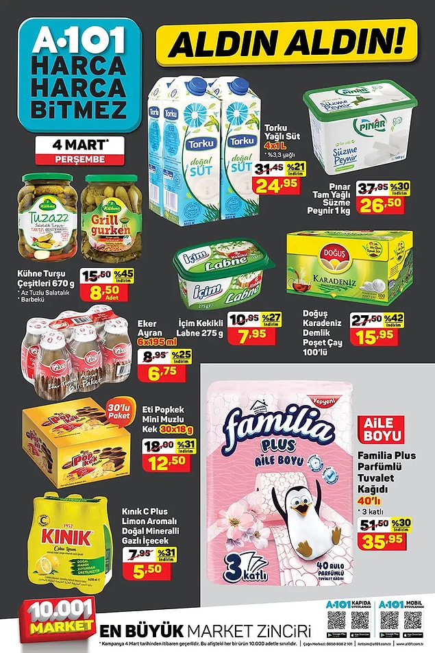 4'lü Torku 1 Litre Yağlı Süt 24,95.