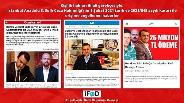 Bilal Erdoğan’ın arkadaşı, erişim engeli haberine de erişim engeli getirdi