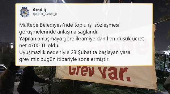 Maltepe'deki Grevde Anlaşma Sağlandı: En Düşük Ücret 4700 TL Olacak