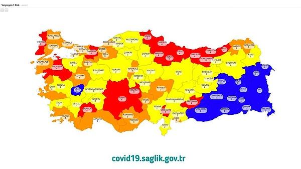 Türkiye'nin şehirlere göre risk haritası👇