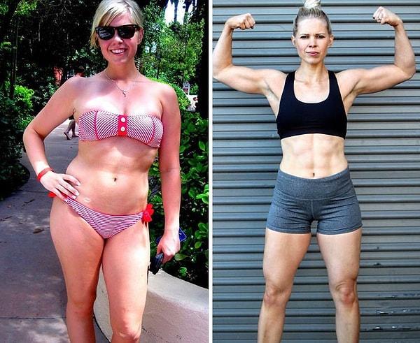 2. Yedi sene arayla çekilen bu fotoğraflardaki kadının, iki karede 63 kilo olması inanılmaz.