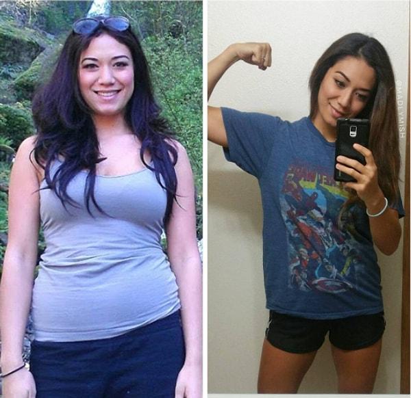 4. "Her zaman 63 kilo civarında oldum. Yağ kaybedip kas kazandıkça vücudumdaki değişime bende inanamadım."