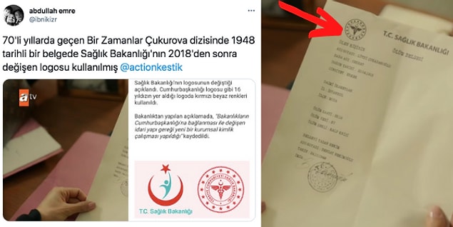 8. Bu da izlediğimizde kesinlikle farkına varamadığımız bir detay. Sağlık Bakanlığı'nın yeni logosunu dönem filminde kullanmışlar.