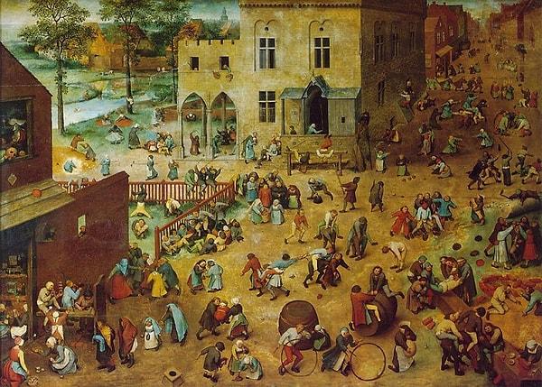 Pieter Bruegel’in Viyana Müzesi’nde sergilenen ünlü “Çocuk Oyunları” tablosunda(1560); zamanında oynanan, bugün de pek çok ülkede halen oynanmaya devam eden seksenden fazla çocuk oyunu resmedilmiştir.