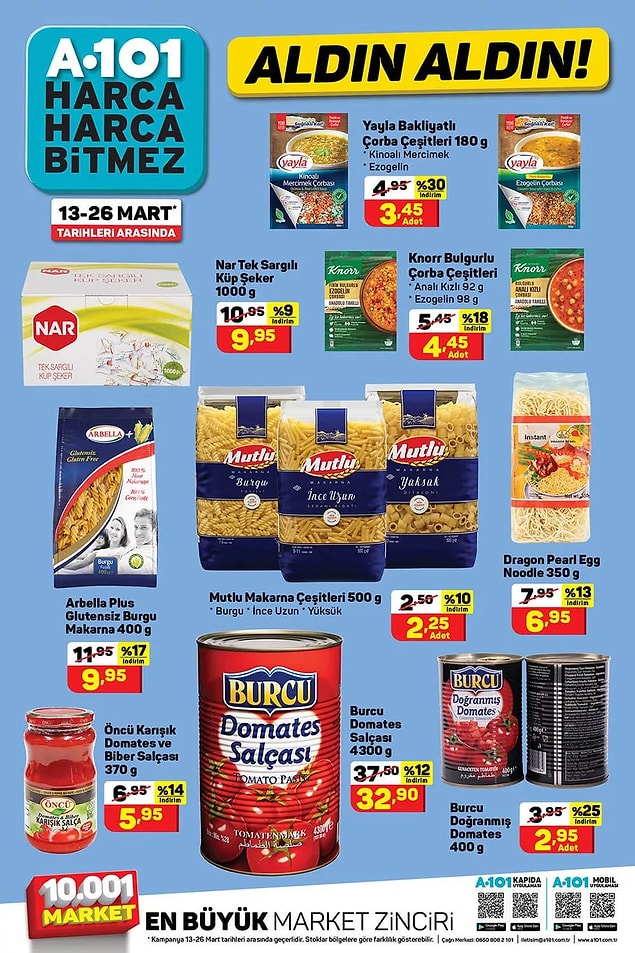 Yine aynı tarihlerde salça, makarna ve hazır çorbalarda da indirimler olacak.