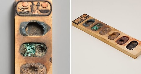 3400-летняя палитра для живописи с остатками пигментов из Древнего Египта очаровывает Интернет
