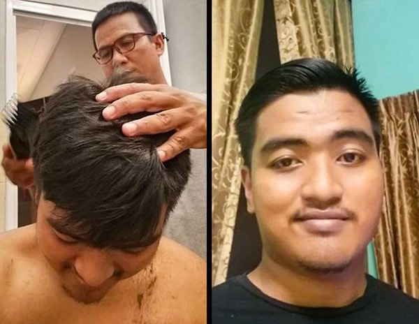 5. "Когда у нас в городе закрылись все парикмахерские, я попросил своего отца подстричь мне волосы. И нет, он не барбер".