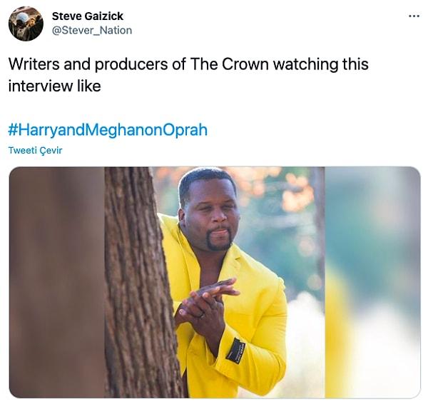 9. "The Crown'un yapımcıları ve yazarları röportajı böyle izliyor."