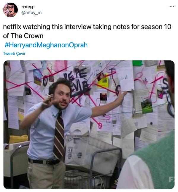 16. "Netflix The Crown'un 10. sezonu için röportajı izleyip notlar alıyor."