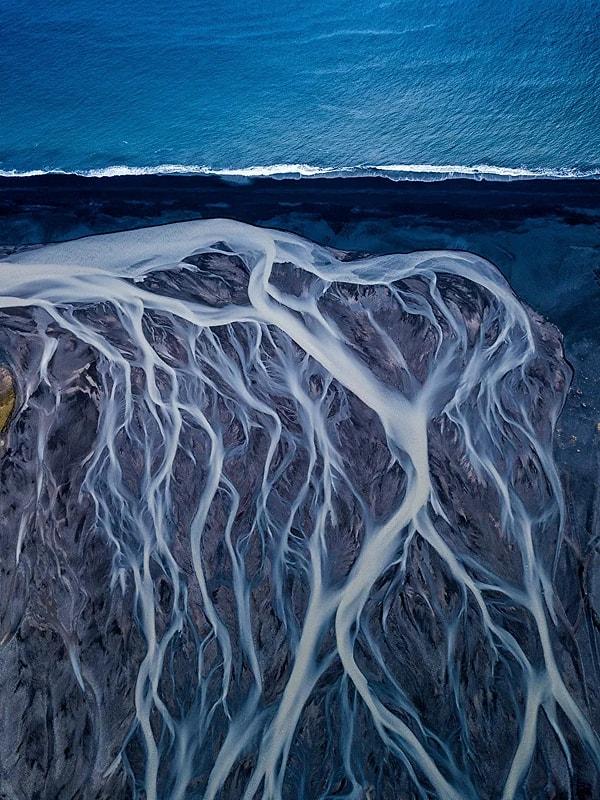 Doğa Sanatı kategorisinin birincisi Hintli fotoğrafçı Dipanjan Pal'ın Buzul Damarları başlıklı çalışması
