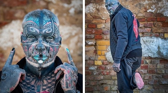 72-летний пенсионер из Германии покрыл 98% своего тела татуировками, оставив только ступни