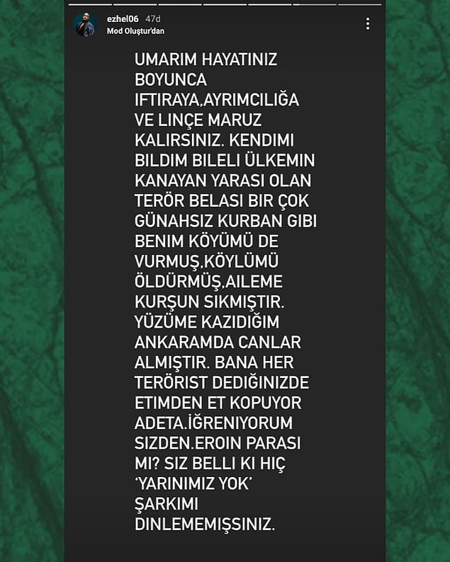 Ünlü rapçi bu eleştirilere Instagram adresinde verdiği yanıtla sert çıkıştı.