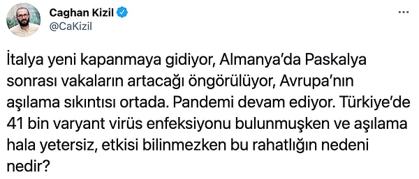 Nörobilim ve genetikçi Çağhan Kızıl Twitter'da bir paylaşımda bulunda ve bu tweet günün en çok konuşulan konuları arasına girdi.