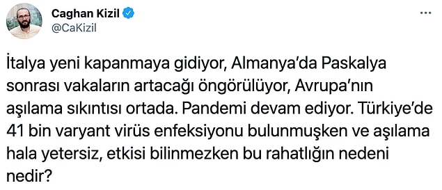 Nörobilim ve genetikçi Çağhan Kızıl Twitter'da bir paylaşımda bulunda ve bu tweet günün en çok konuşulan konuları arasına girdi.