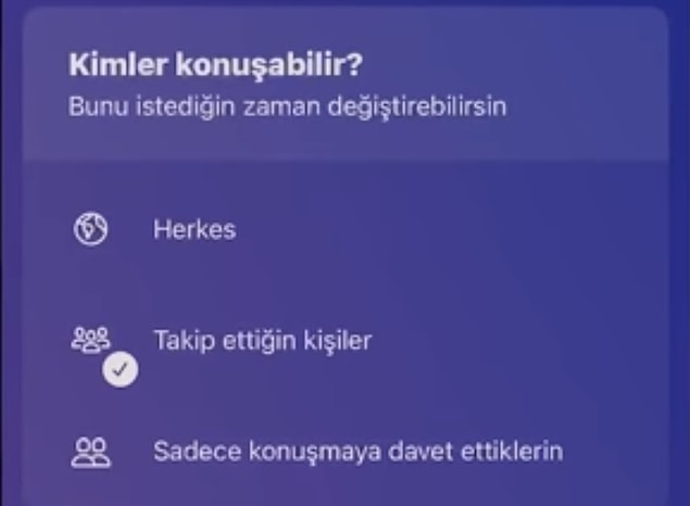 Kimlerin kanalınızda konuşabileceğinizi seçin ve odanızı başlatın.
