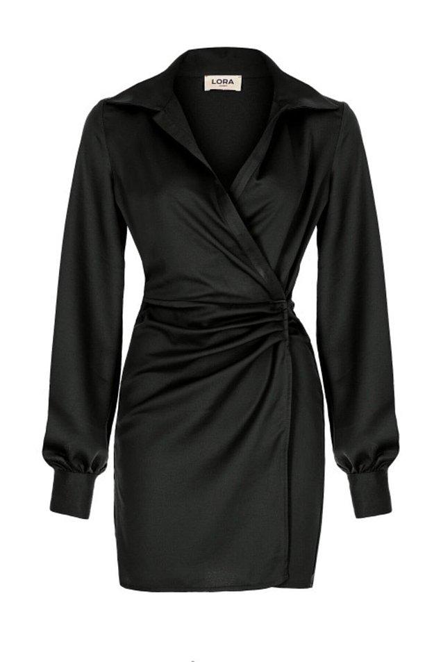 10. Çok havalı ve şık siyah saten bir elbise. Bir davette giymek için çok iyi bir seçenek.