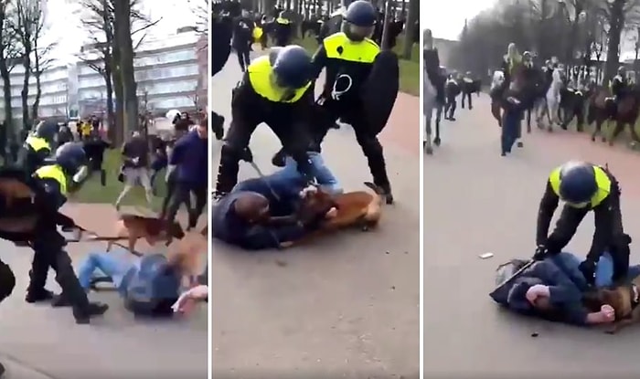 Hollanda'da Kovid Kısıtlamaları ve Hükümet Karşıtı Protestolarda Polis Göstericilere Cop ile Müdahale Etti