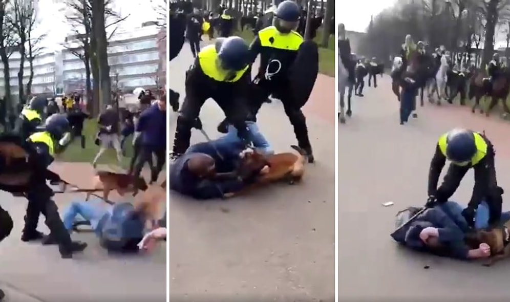 Hollanda'da Kovid Kısıtlamaları ve Hükümet Karşıtı Protestolarda Polis Göstericilere Cop ile Müdahale Etti