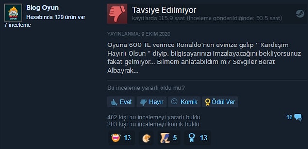 10. Kardeşim Ronaldo'nun işi gücü var yoksa gelecekti valla