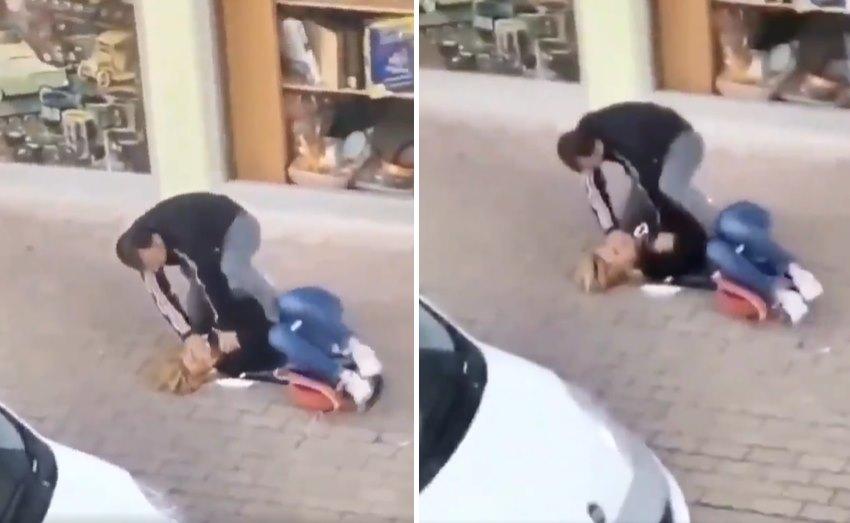 Yeter Ulan Yeter! Antalya'da Bir Kadın, Sokak Ortasında Bir Erkek Tarafından Yere Yatırılıp Dövüldü