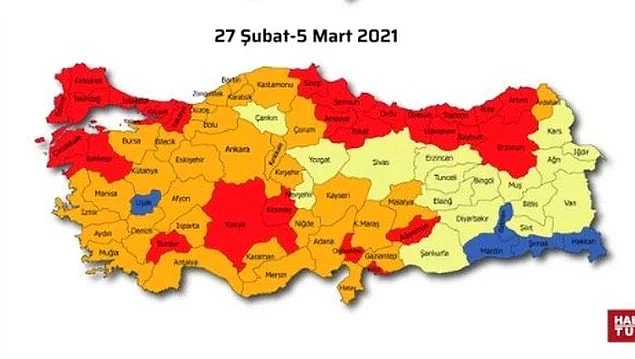 27 Şubat - 5 Mart Haftalık Vaka Sayısı ve Risk Haritası