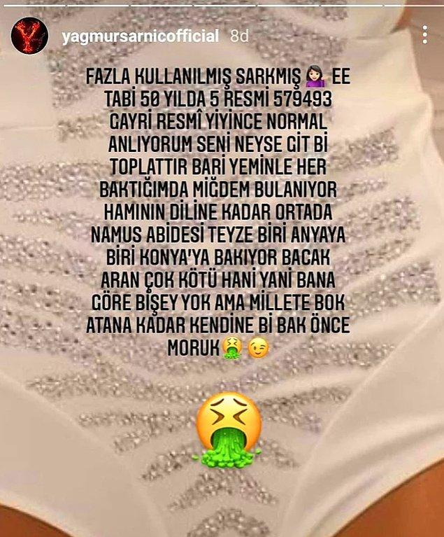 2. Emre Aşık'ın eski eşi Yağmur Sarnıç kendi Instagram hesabından yaptığı paylaşımlarda Seren Serengil'le ilgili açtı ağzını yumdu gözünü!