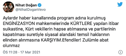 Nihat Doğan'dan HDP'nin Kapatılma Davası İçin Yorum: 'Kürt Vekillerin Hapse Atılmasına Karşıyım'