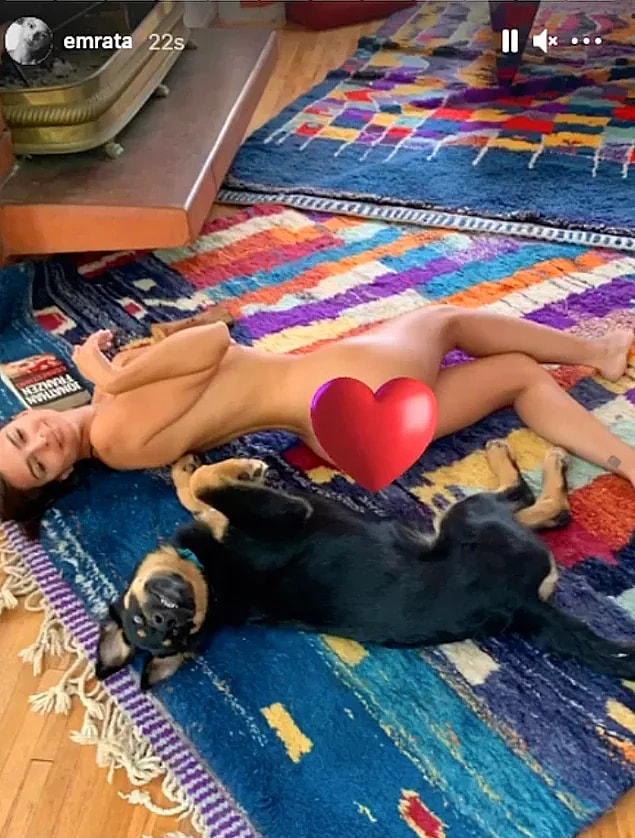 Geçtiğimiz gün köpeğini taklit ettiği bu paylaşımıyla yüreklerimizi ağzımıza getiren Emrata,